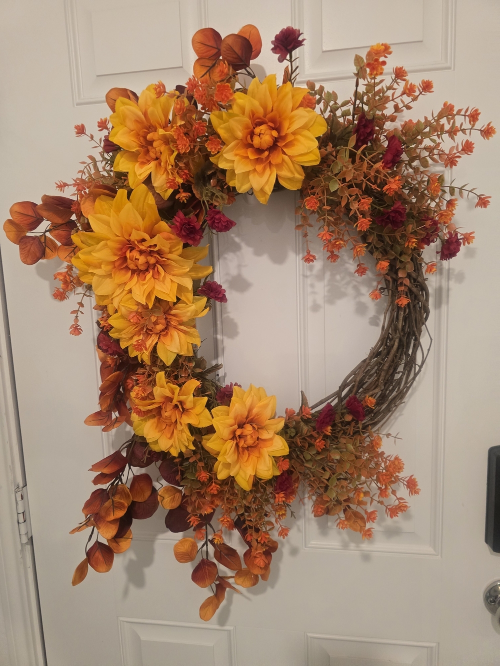 Autumn Sunburst Artificial Floral Wreath - Yellow & Orange